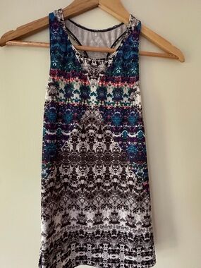 Prana Teal Purple Multicolor Festival yoga athletic scoop neck Racerback Tank